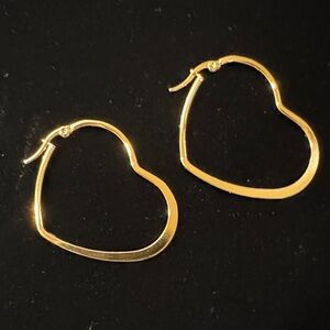 Elegant Stainless Steel Gold Heart Hoop Earrings